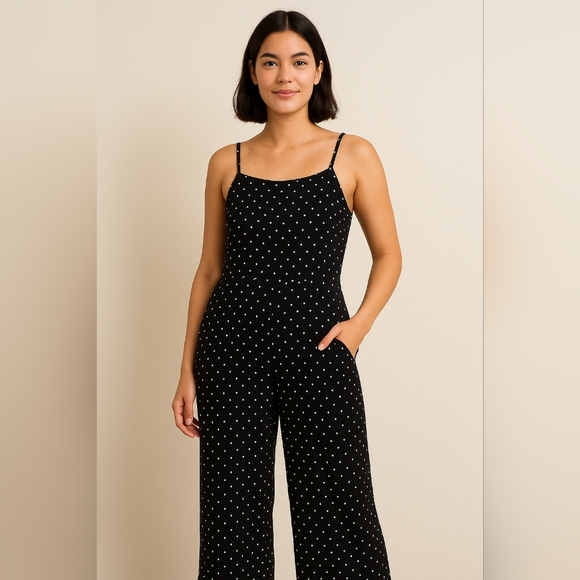 Polka Dot Black Jumpsuit - Picture 1 of 3